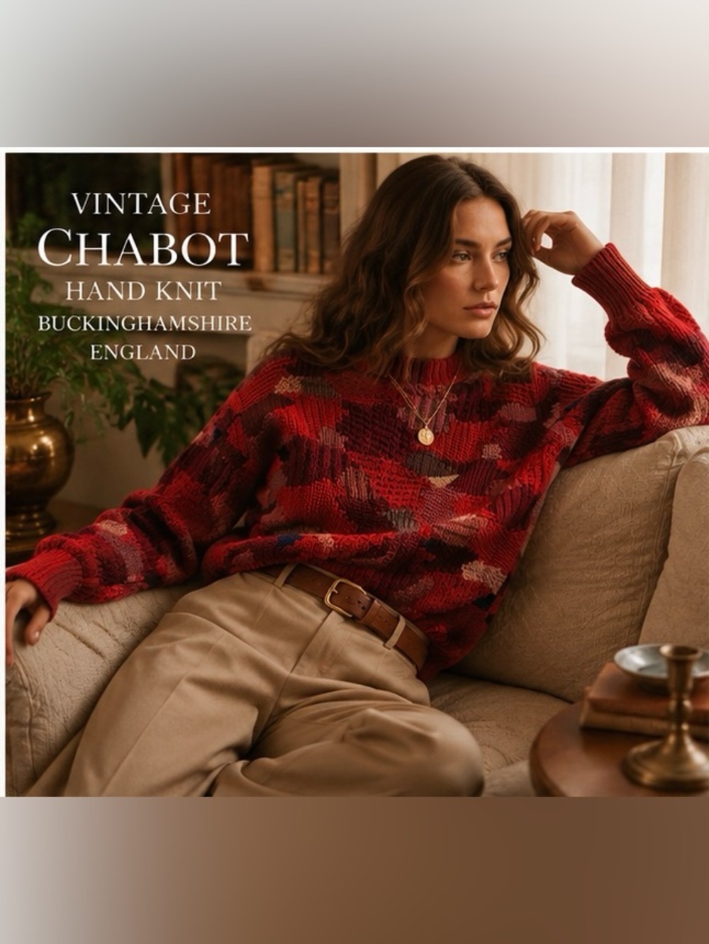 Chabot Vintage Patchwork Crewneck Sweater in Red l Size Small/Medium (Vintage)
